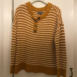 Striped sweater with 1/4 buttons